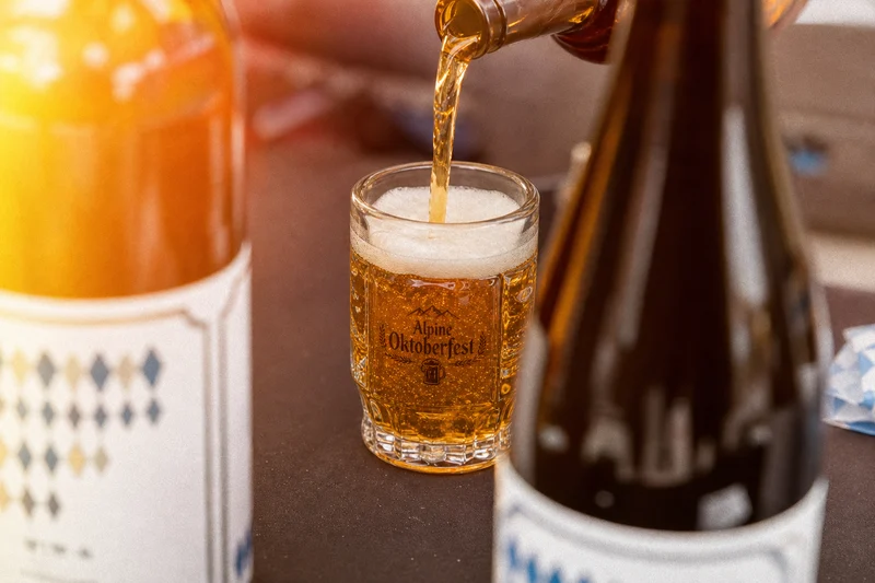 A festival beer being poured at Alpine Oktoberfest
